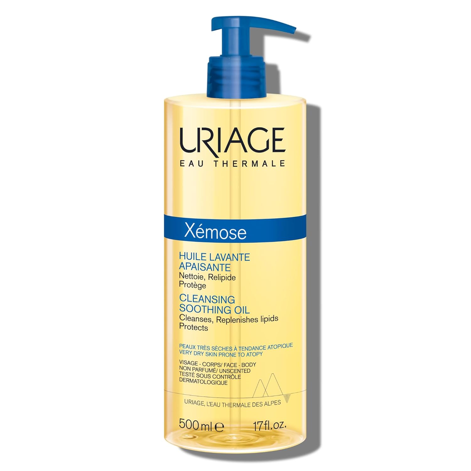 Uriage Xémose Face & Body Wash For Very Dry Skin, Soothes For Long-Lasting Comfort, Mild Foaming Nourishing Gel-In-Oil, Fragrance & Soap-Free, Physiological Ph