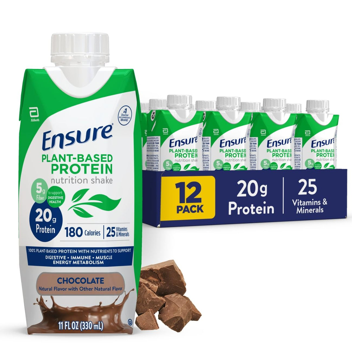Ensure Plant-Based Vegan Protein Vanilla Nutrition Shake I Gluten-Free I Dairy-Free I Soy-Free Bottled Liquid Shake I 12 Pack