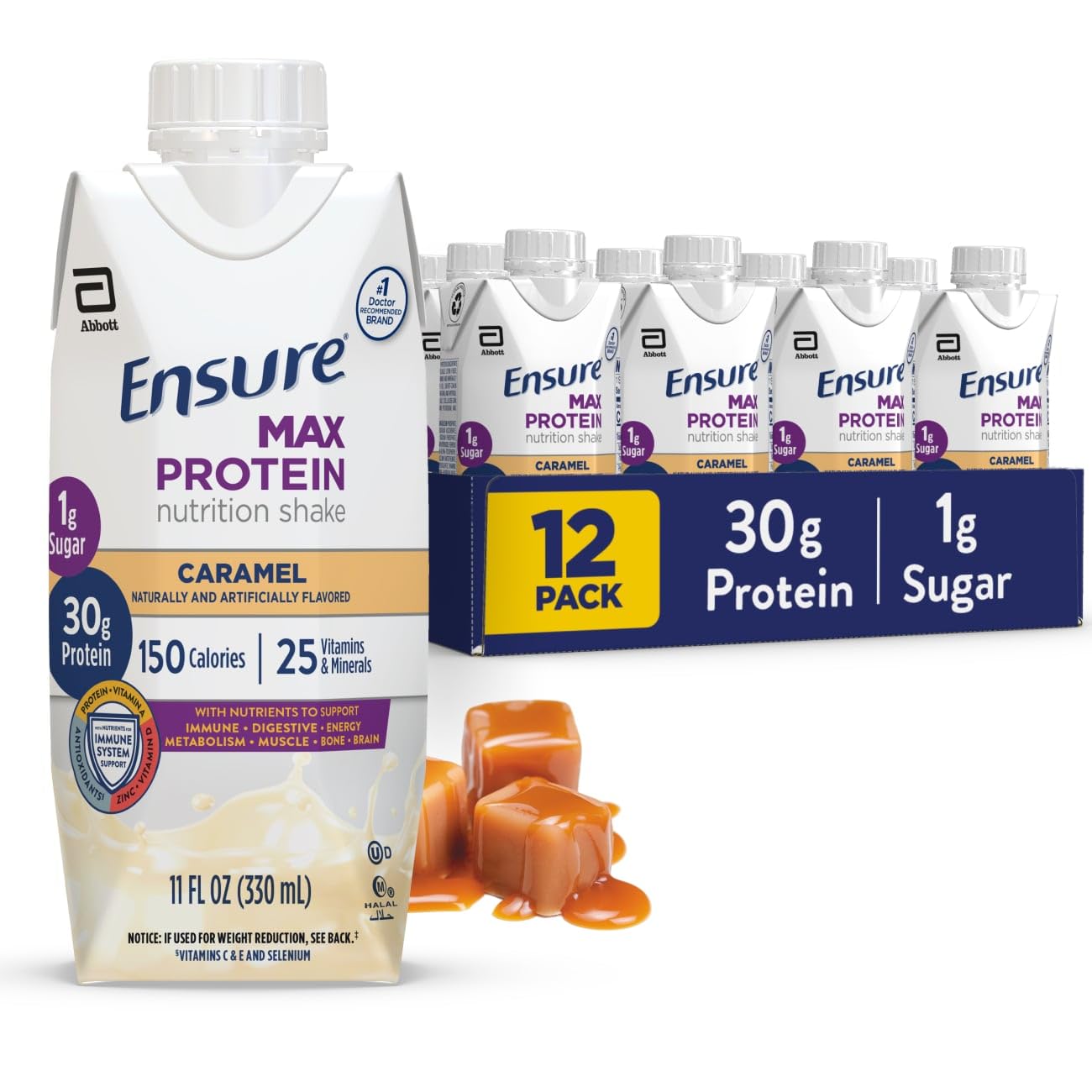 Ensure Max Protein Café Mocha Shake, 30g High Protein, 12 Pack | 30g Protein to Support Muscle Health & Manage Hunger for Adults, Each Protein Shake has 1g Sugar, 150 Calories, 4g Fiber