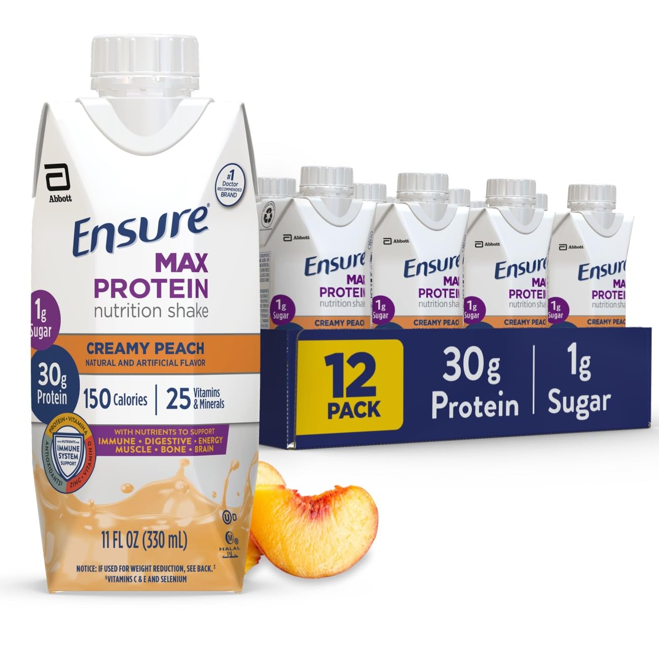 Ensure Max Protein Café Mocha Shake, 30g High Protein, 12 Pack | 30g Protein to Support Muscle Health & Manage Hunger for Adults, Each Protein Shake has 1g Sugar, 150 Calories, 4g Fiber
