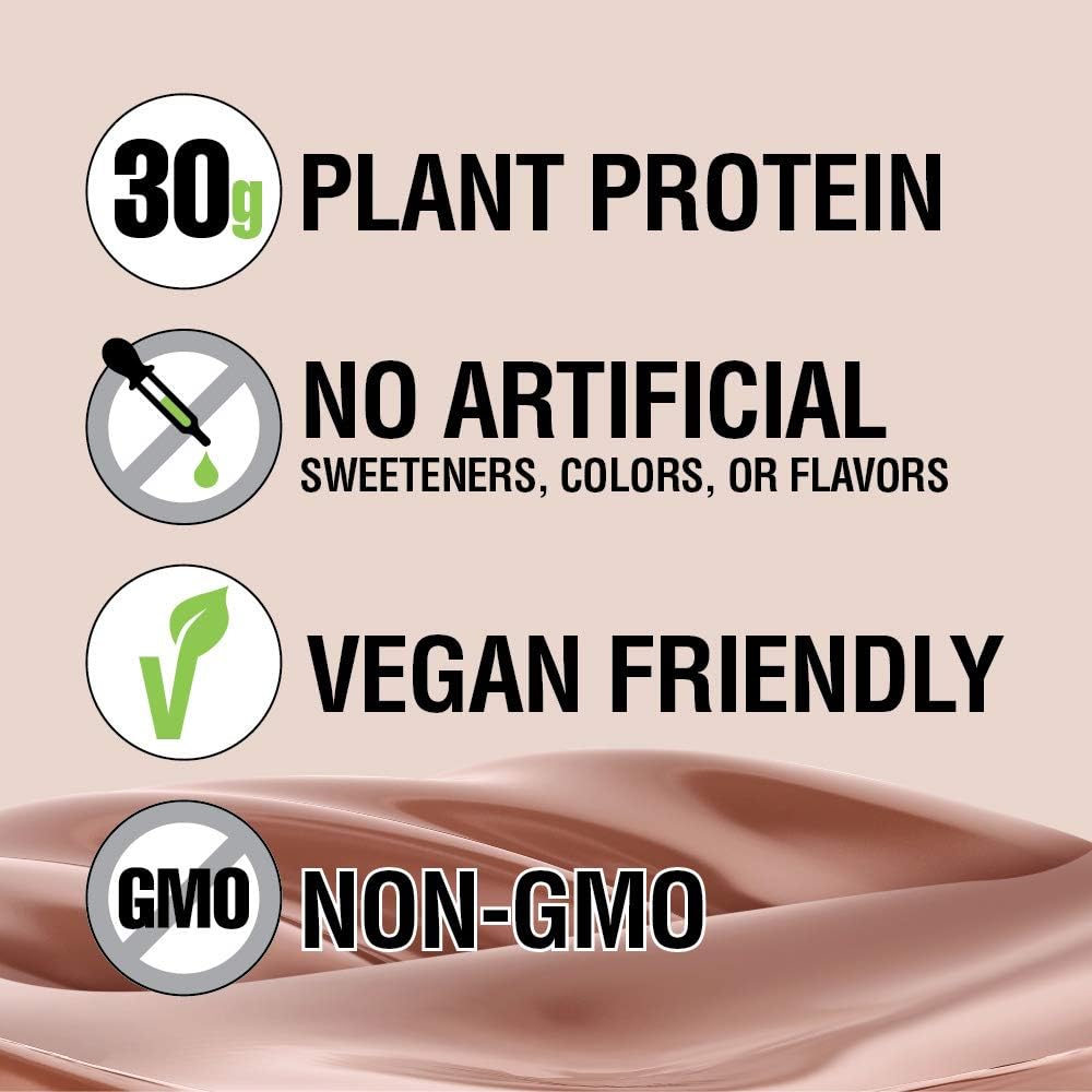 Lean Body Ready-to-Drink, Plant-Based Vegan Chocolate Protein Shake, 30g Protein, No Artificial Flavors, Sweeteners or Colors, Non GMO, Gluten Free, Premium Pea & Rice Blend (Pack of 12)