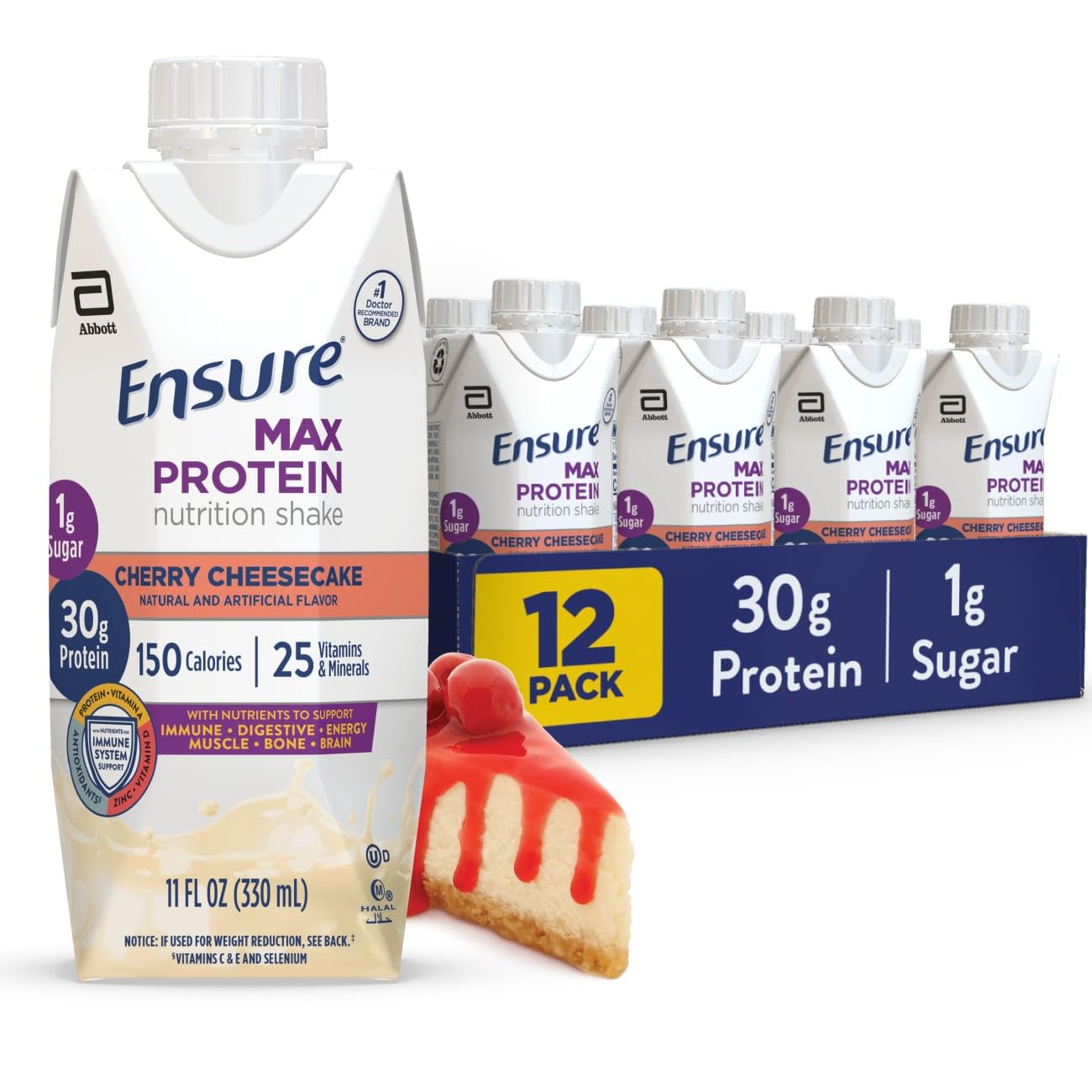 Ensure Max Protein Café Mocha Shake, 30g High Protein, 12 Pack | 30g Protein to Support Muscle Health & Manage Hunger for Adults, Each Protein Shake has 1g Sugar, 150 Calories, 4g Fiber