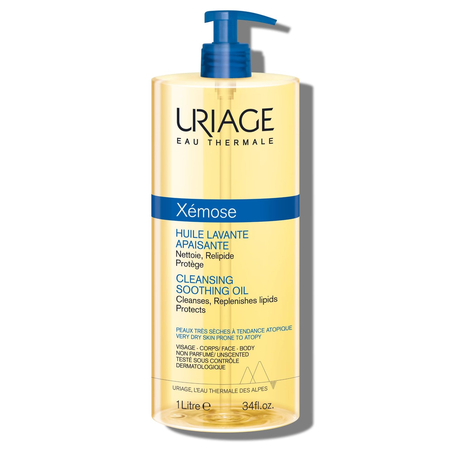 Uriage Xémose Face & Body Wash For Very Dry Skin, Soothes For Long-Lasting Comfort, Mild Foaming Nourishing Gel-In-Oil, Fragrance & Soap-Free, Physiological Ph