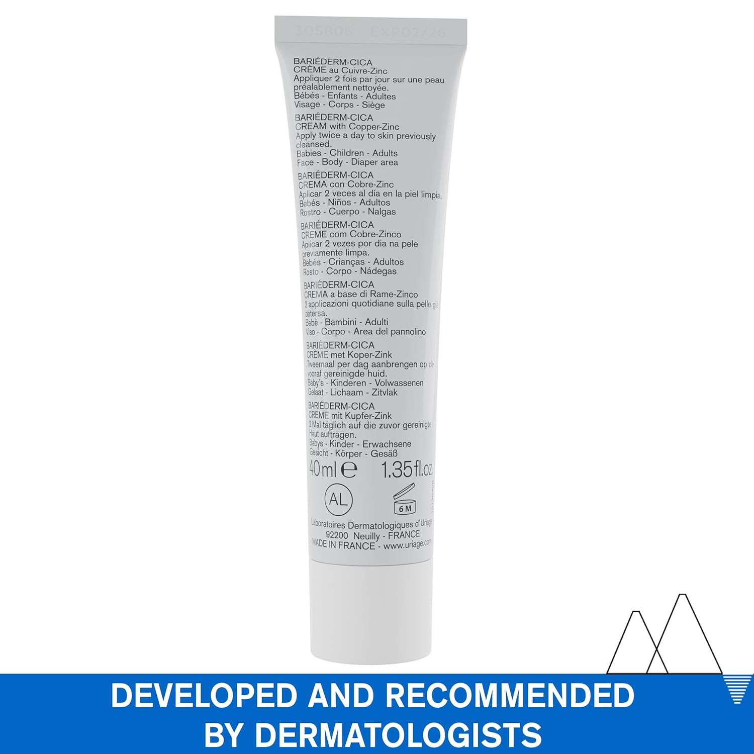 URIAGE Bariéderm-CICA Multi-Purpose Restoring Cream with Copper-Zinc & D-Panthenol | Enhances Skin Repair, For All Ages & Skin Types, Fragrance-Free
