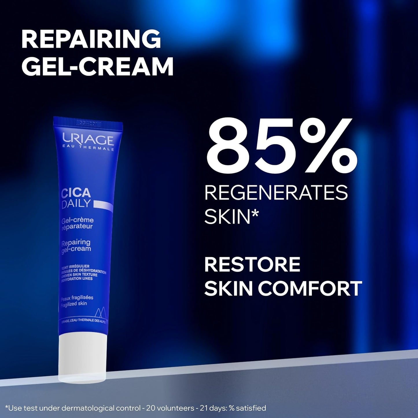 Uriage Cica-Daily Repairing Gel-Cream For Face, Made With Prebiotic, Centella Asiatica & D-Panthenol, Ultra-Light Gel, Paraben & Fragrance-Free, Non-Comedogenic