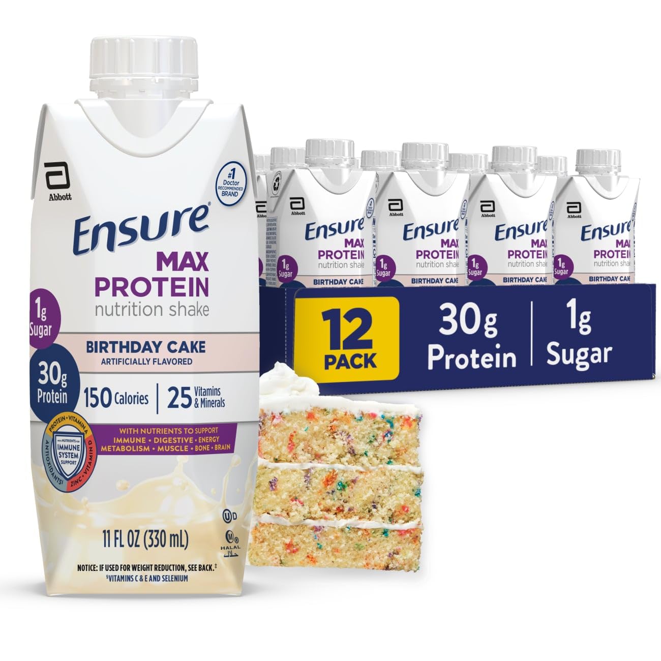 Ensure Max Protein Café Mocha Shake, 30g High Protein, 12 Pack | 30g Protein to Support Muscle Health & Manage Hunger for Adults, Each Protein Shake has 1g Sugar, 150 Calories, 4g Fiber