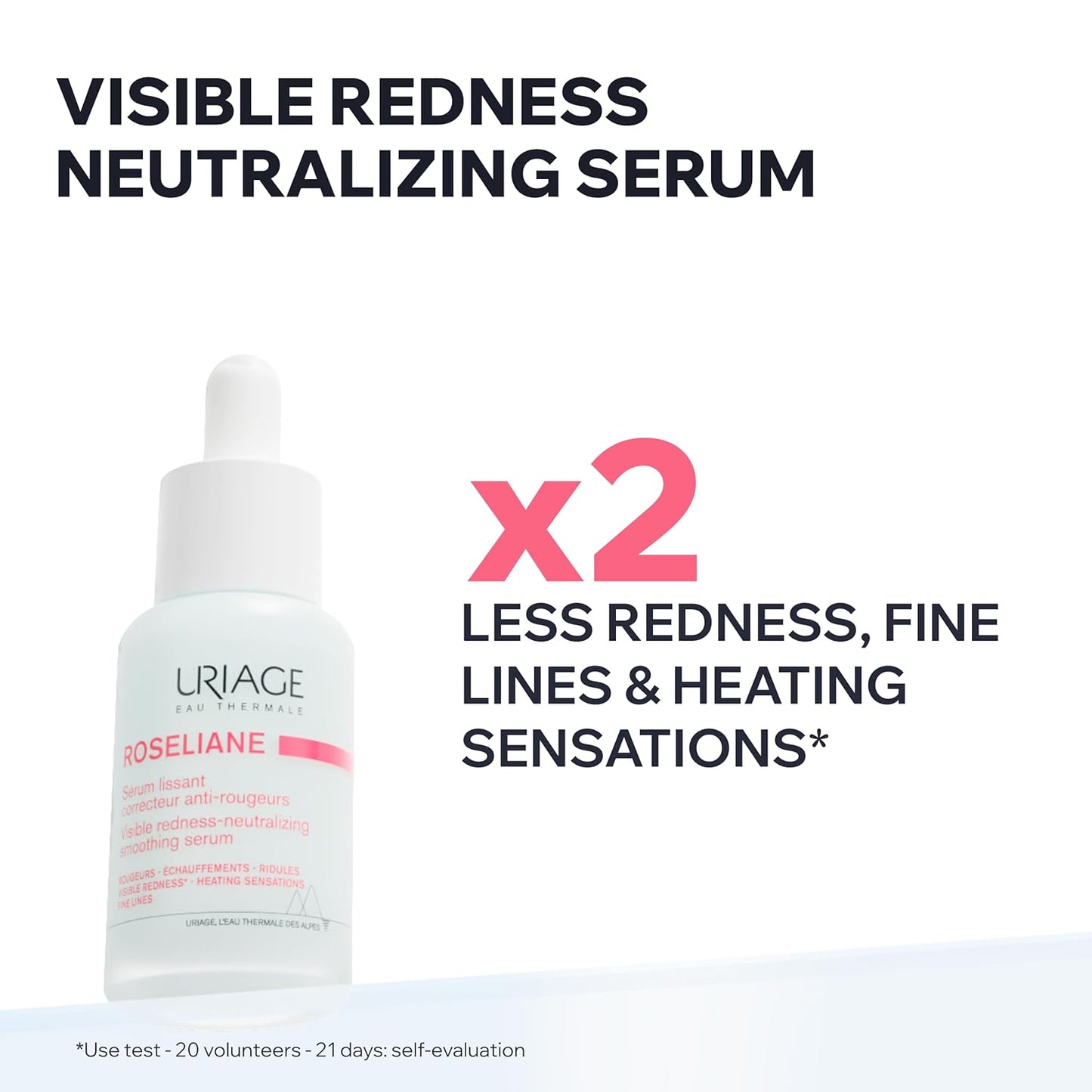 Uriage Roseliane Smoothing Serum, Visibly Calms Redness, Heating Sensations, Fine Lines, Face, Hesperidin, Enoxolone, Niacinamide, Squalane, Uriage Thermal Water