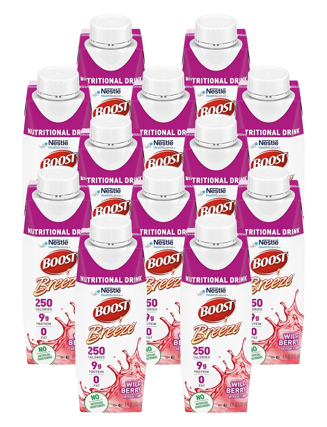 Boost Breeze Nutritional Drink Wildberry, 8 Fl Oz (Pack of 12)