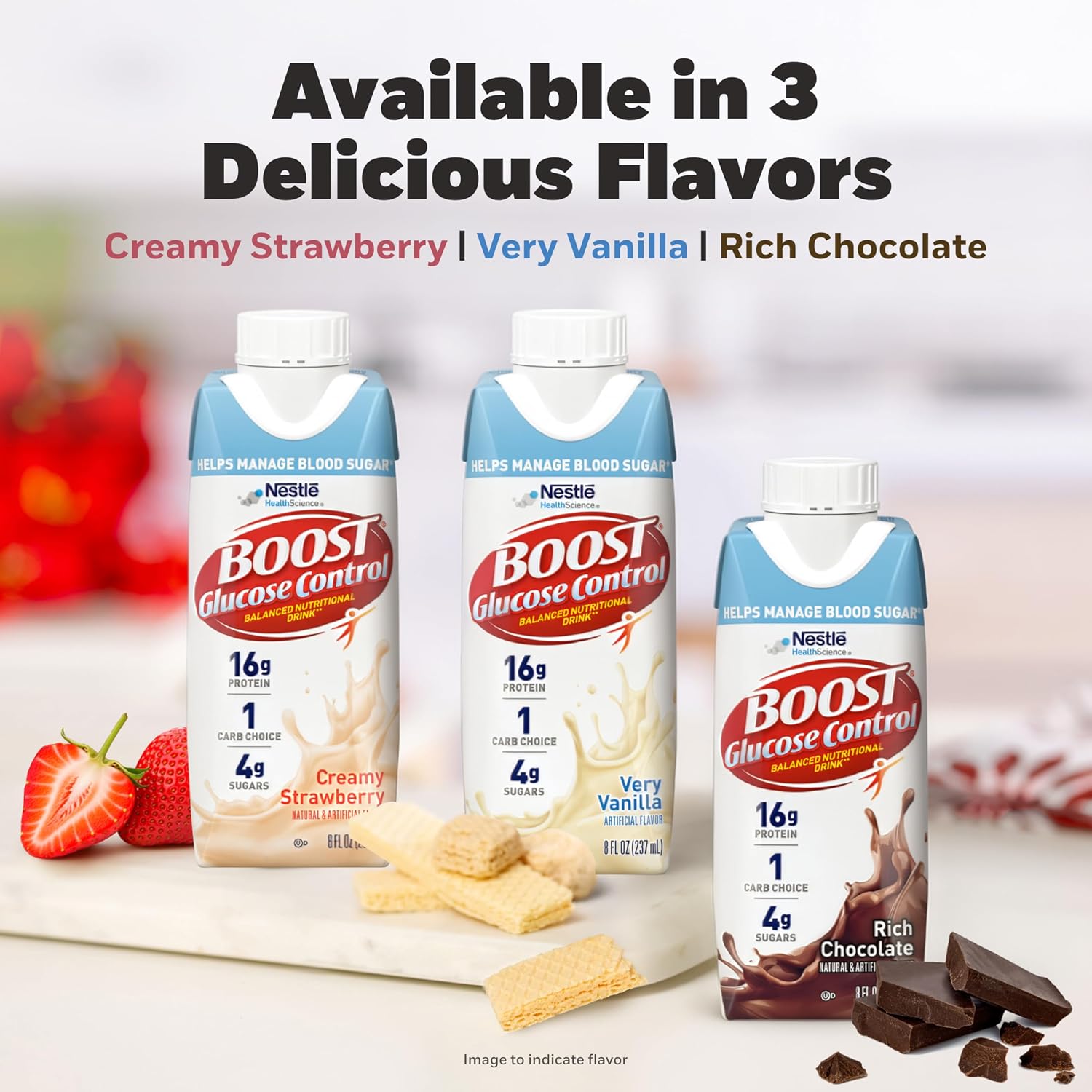 BOOST Glucose Control Ready to Drink Nutritional Drinks, Creamy Strawberry, 8 fl oz Carton (4 x 6 Packs)