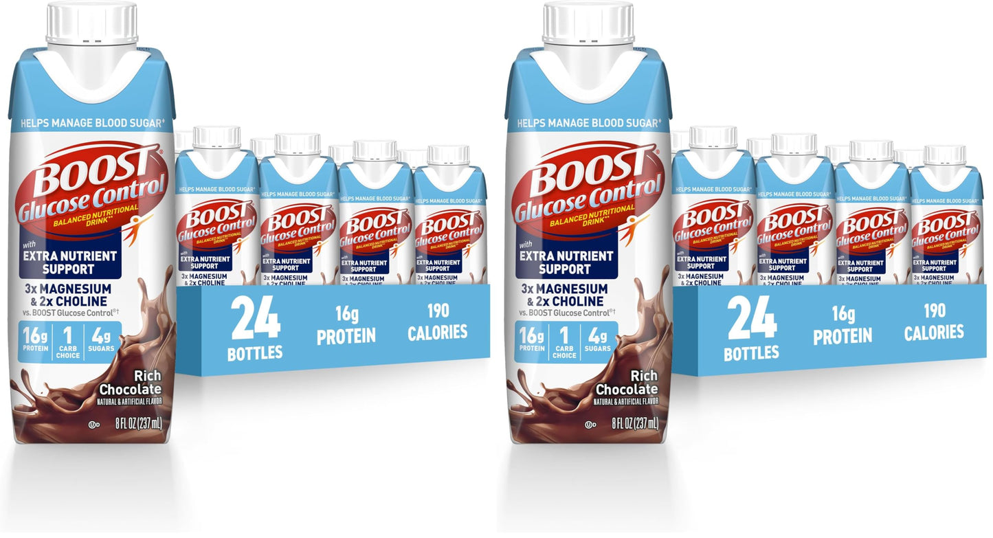 BOOST Glucose Control Ready to Drink Nutritional Drinks, Creamy Strawberry, 8 fl oz Carton (4 x 6 Packs)