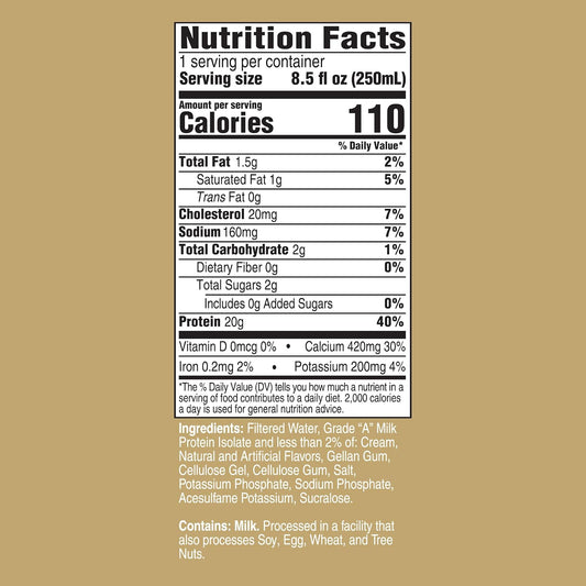 12-Pack Ready to Drink Liquid Protein Shakes | Vanilla | 20g High Protein | Grade-A Milk Protein Isolate | 12 Servings Per Case