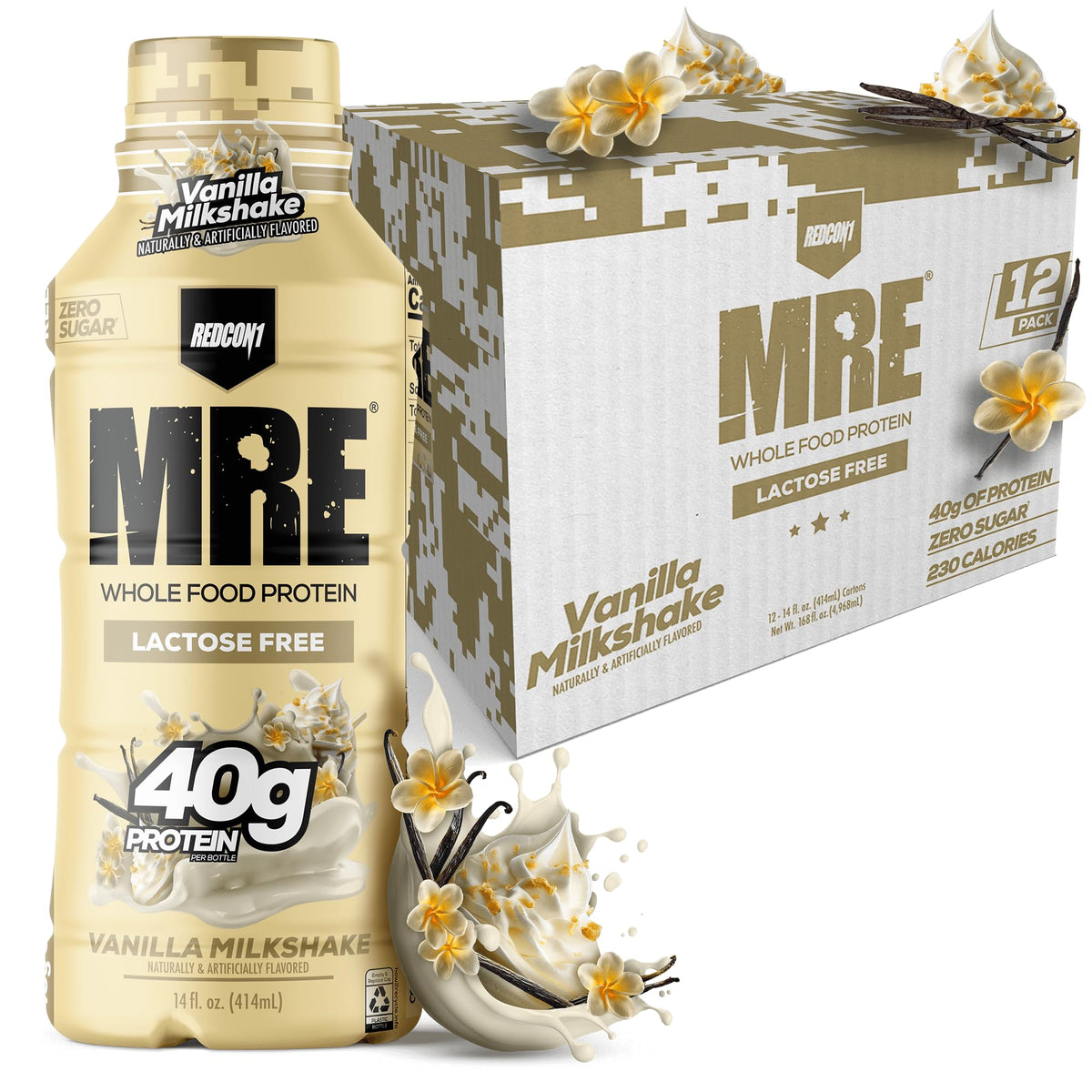 REDCON1 MRE RTD Protein Shake | Strawberry Shortcake | Lactose Free, 40g Protein - 12 Pack, 14 oz