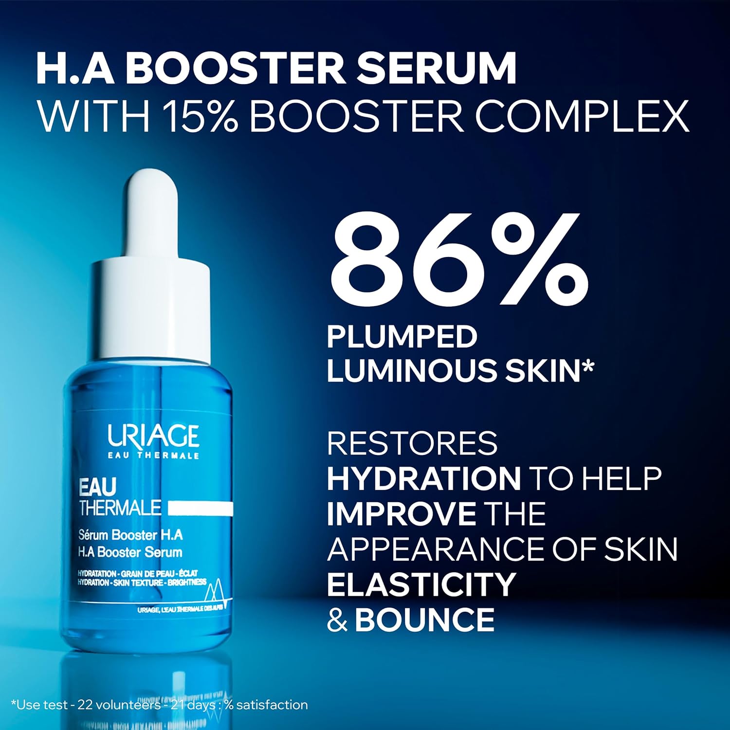 Uriage Eau Thermale Serum Booster With 1,5% Pure&Natural Hyaluronic Acid, 86% Plumped Skin, Peachy-Soft Skin Effect, Lovely Scent, Non-Comedogenic