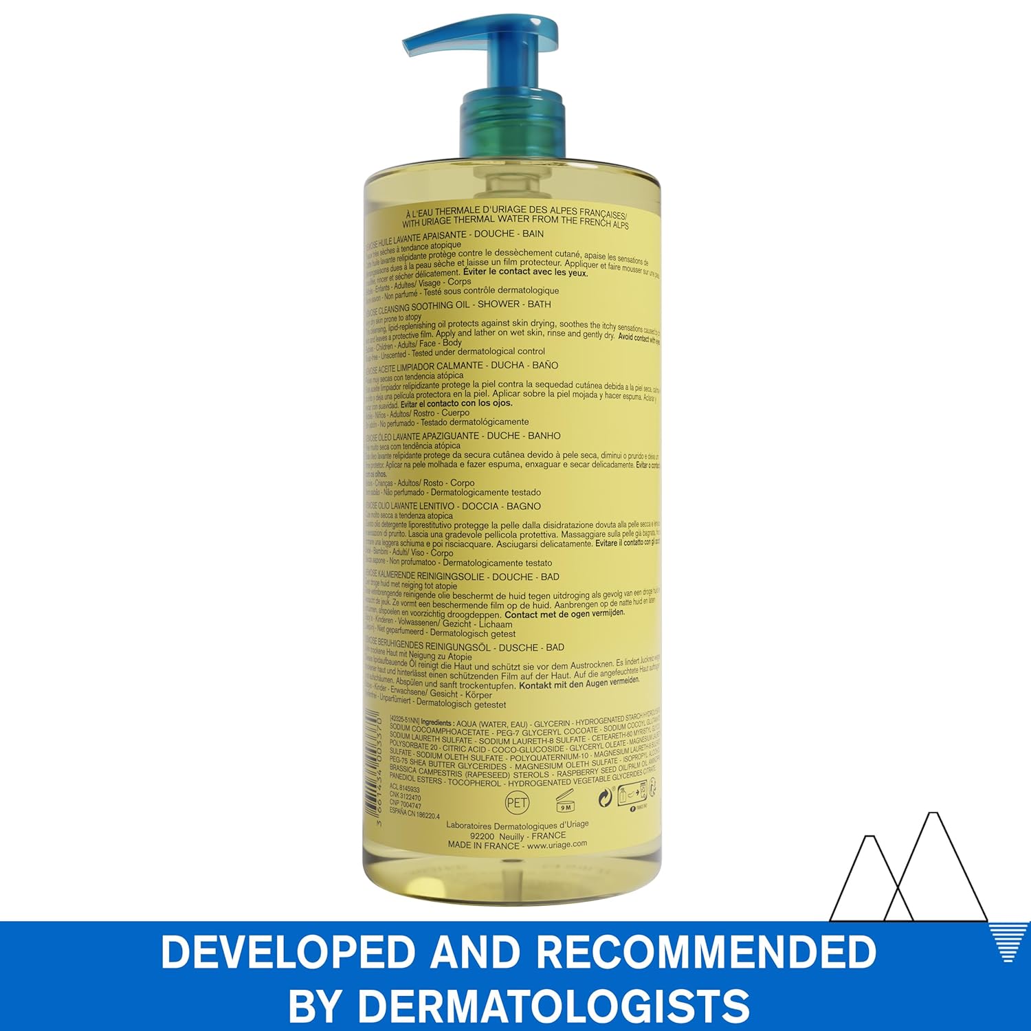 Uriage Xémose Face & Body Wash For Very Dry Skin, Soothes For Long-Lasting Comfort, Mild Foaming Nourishing Gel-In-Oil, Fragrance & Soap-Free, Physiological Ph