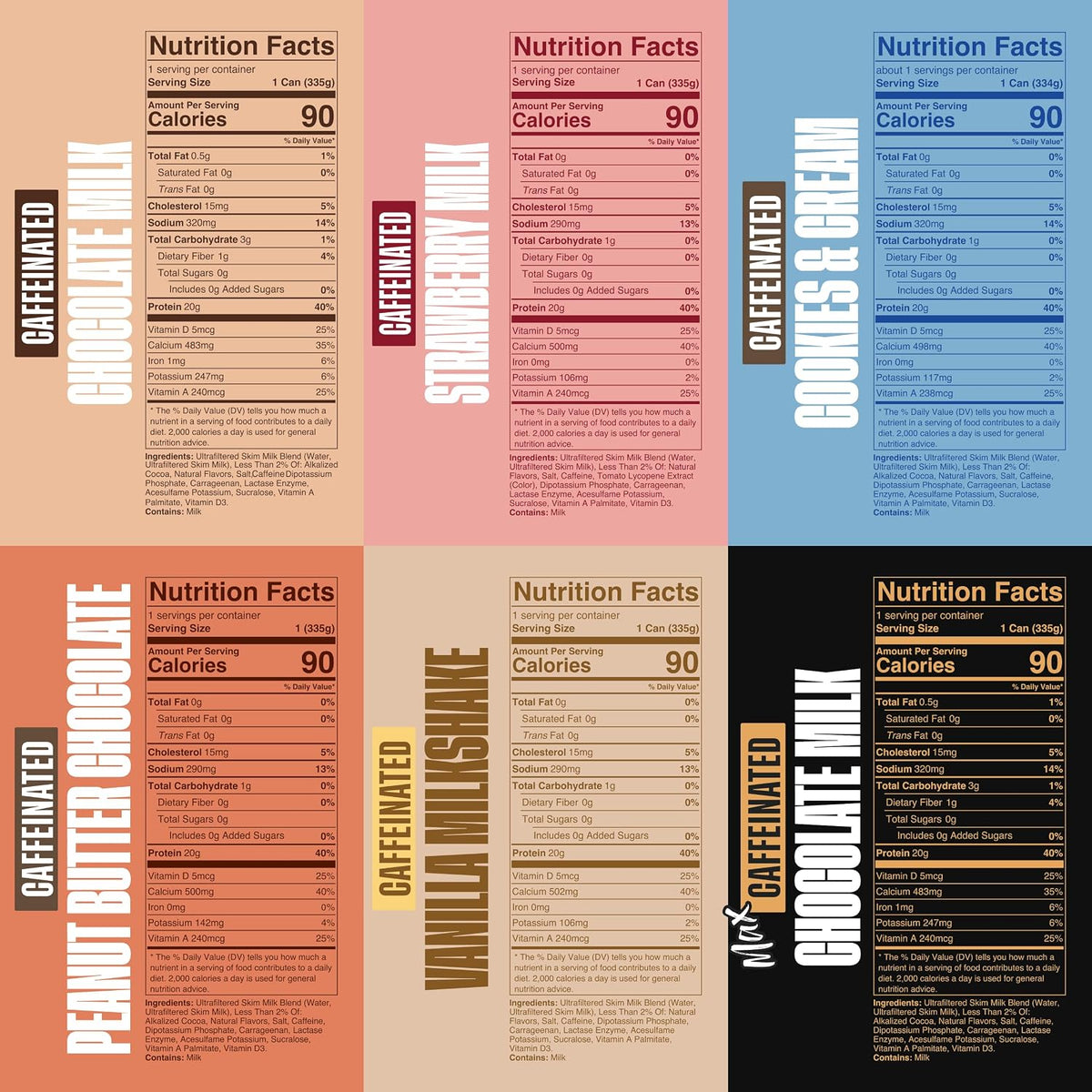 Spylt High Protein Milk Drink Variety Pack, 20g Protein, 60mg Caffeine