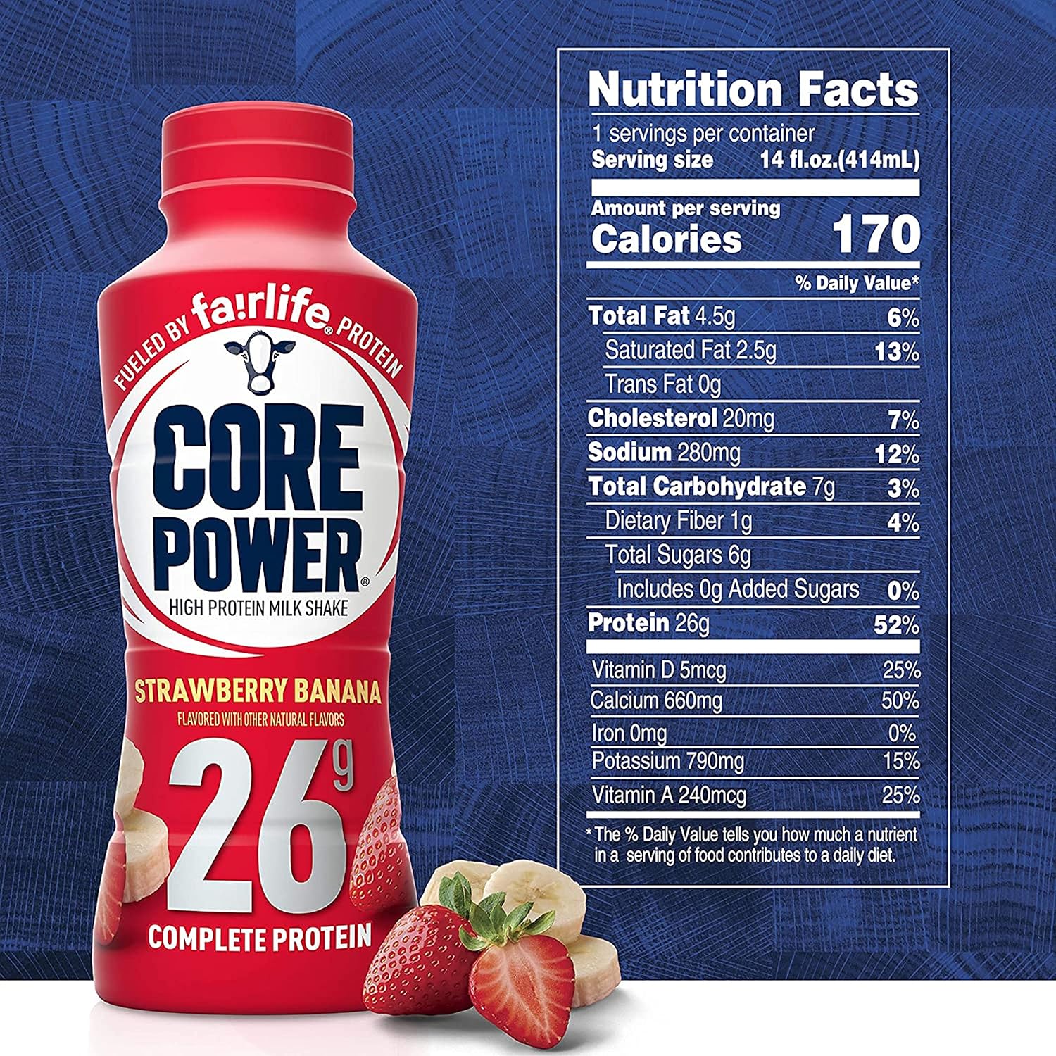 Fairlife Core Power High Protein Milk Shake, Natural Flavor Ready to Drink Protein Shake, The best Strawberry Protein Shakes, 14 fl oz , 26gm (Strawberry Banana flavor, Pack of 6 Bottles) protein, beverages, strawberries, FORBES PREMIER CARD INCLUDED!
